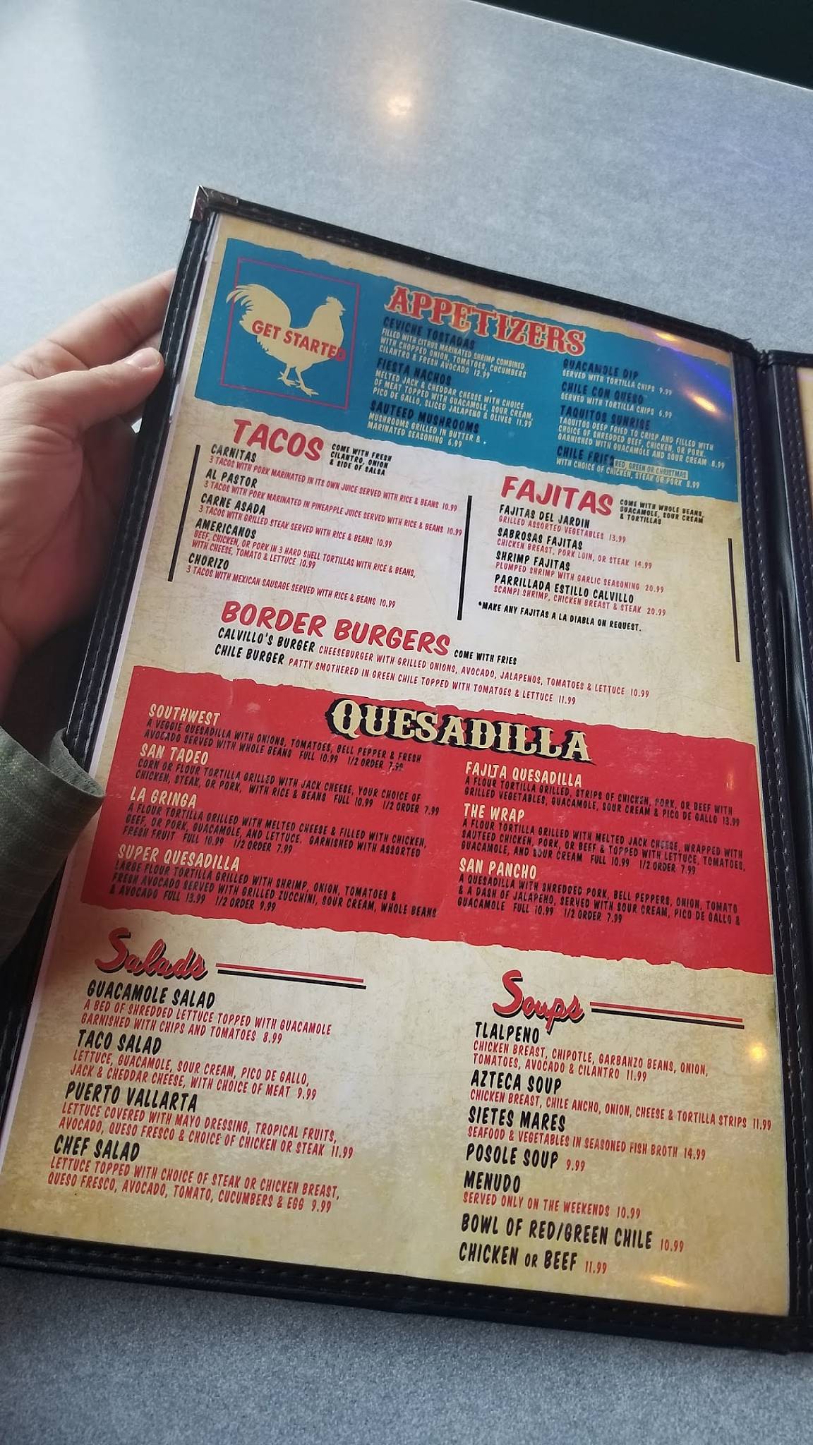 Menu at Calvillo's Mexican Restaurant, Alamosa