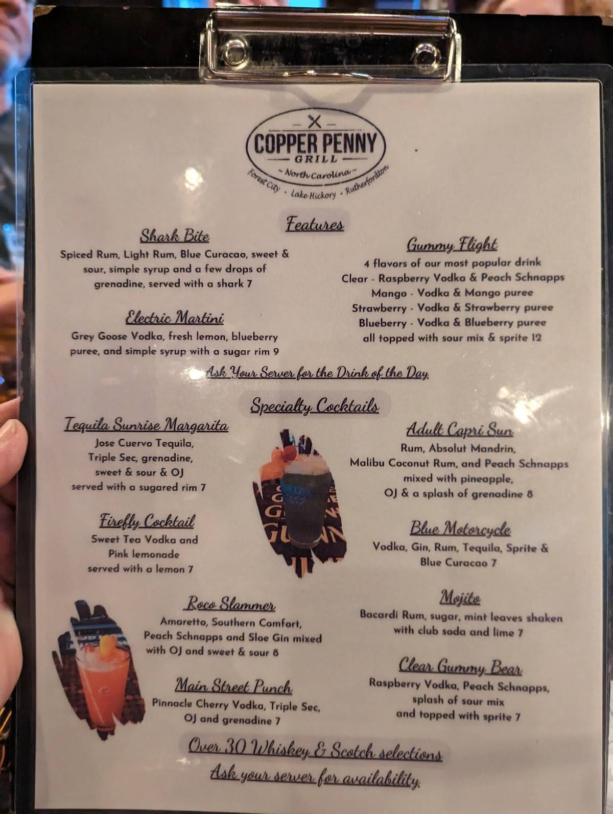 Menu at Copper Penny Grill restaurant, Rhodhiss