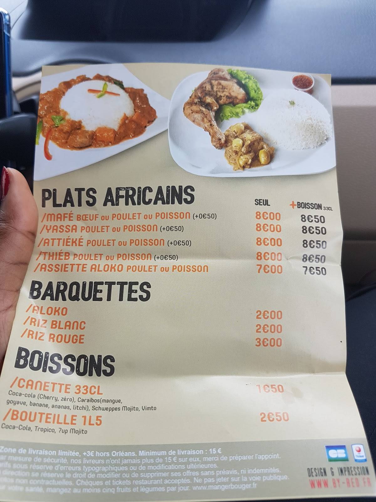 Menu at Foodside restaurant, Orléans