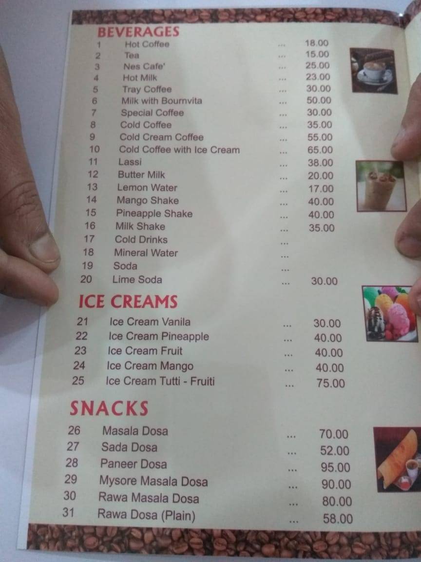 Menu at Indian Coffee House, Bilaspur, Telephone Exchange Or Old Shiva