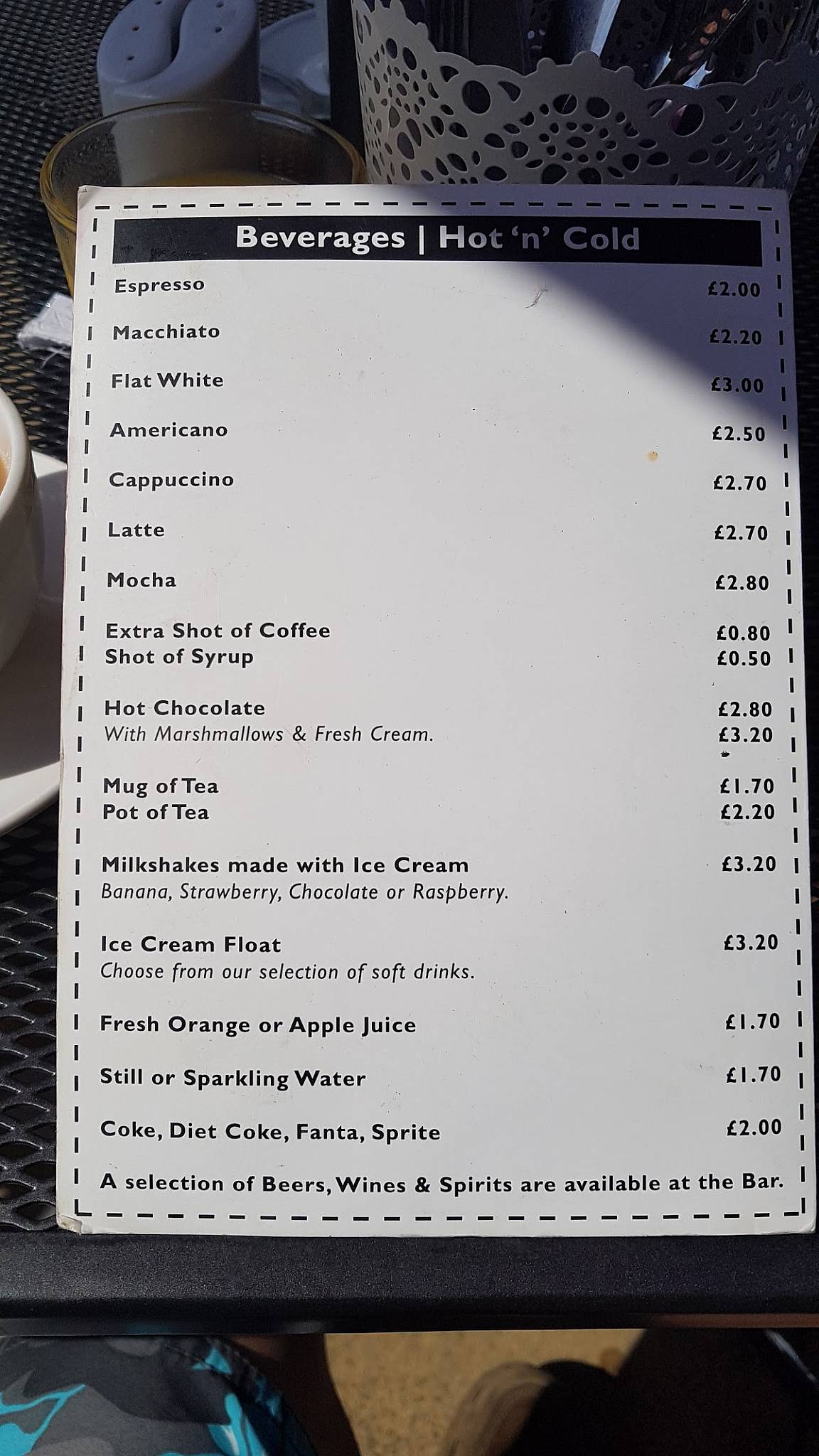 Menu at Olivers on the Mount restaurant, Scarborough, Olivers Mt