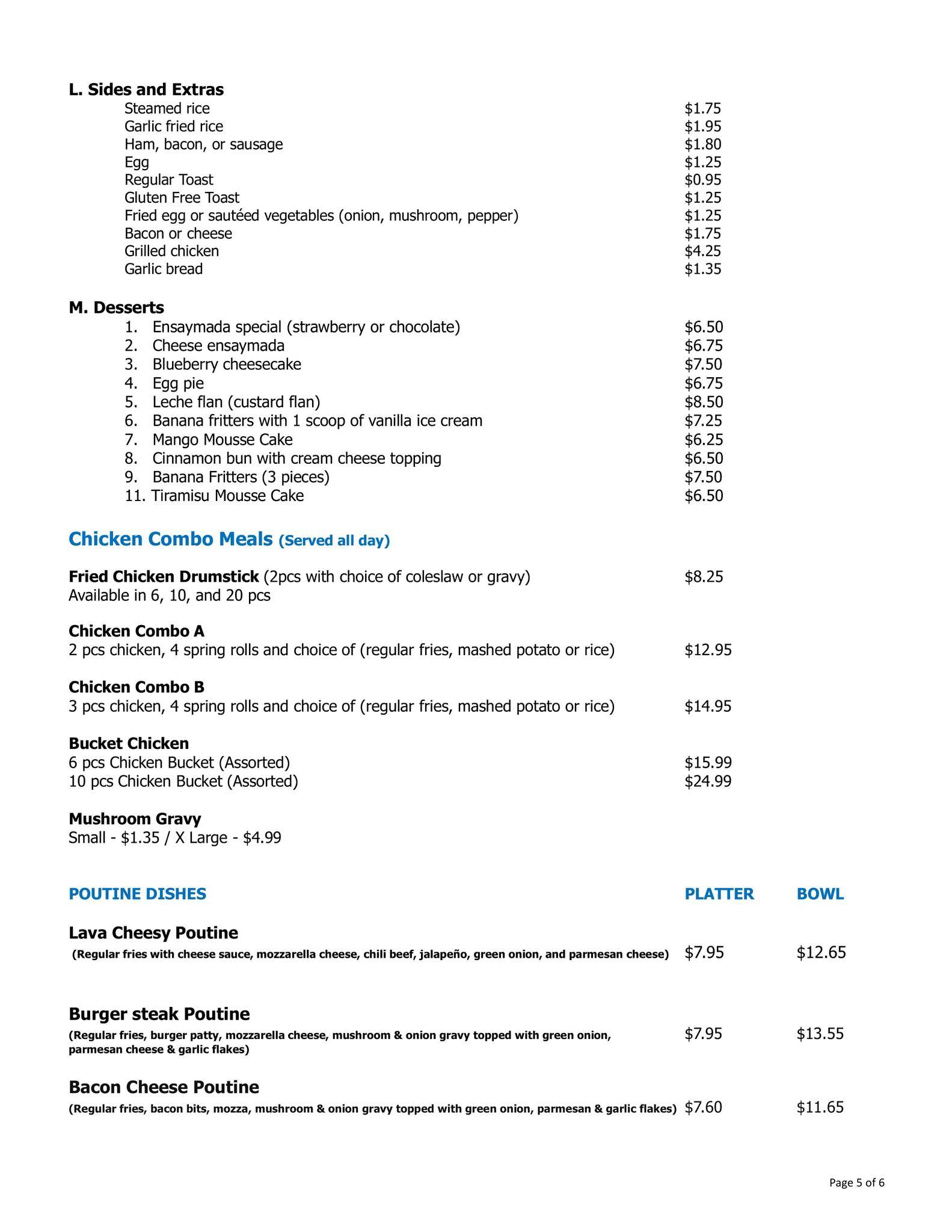 Menu au Potpourri of Flavours restaurant, Altona