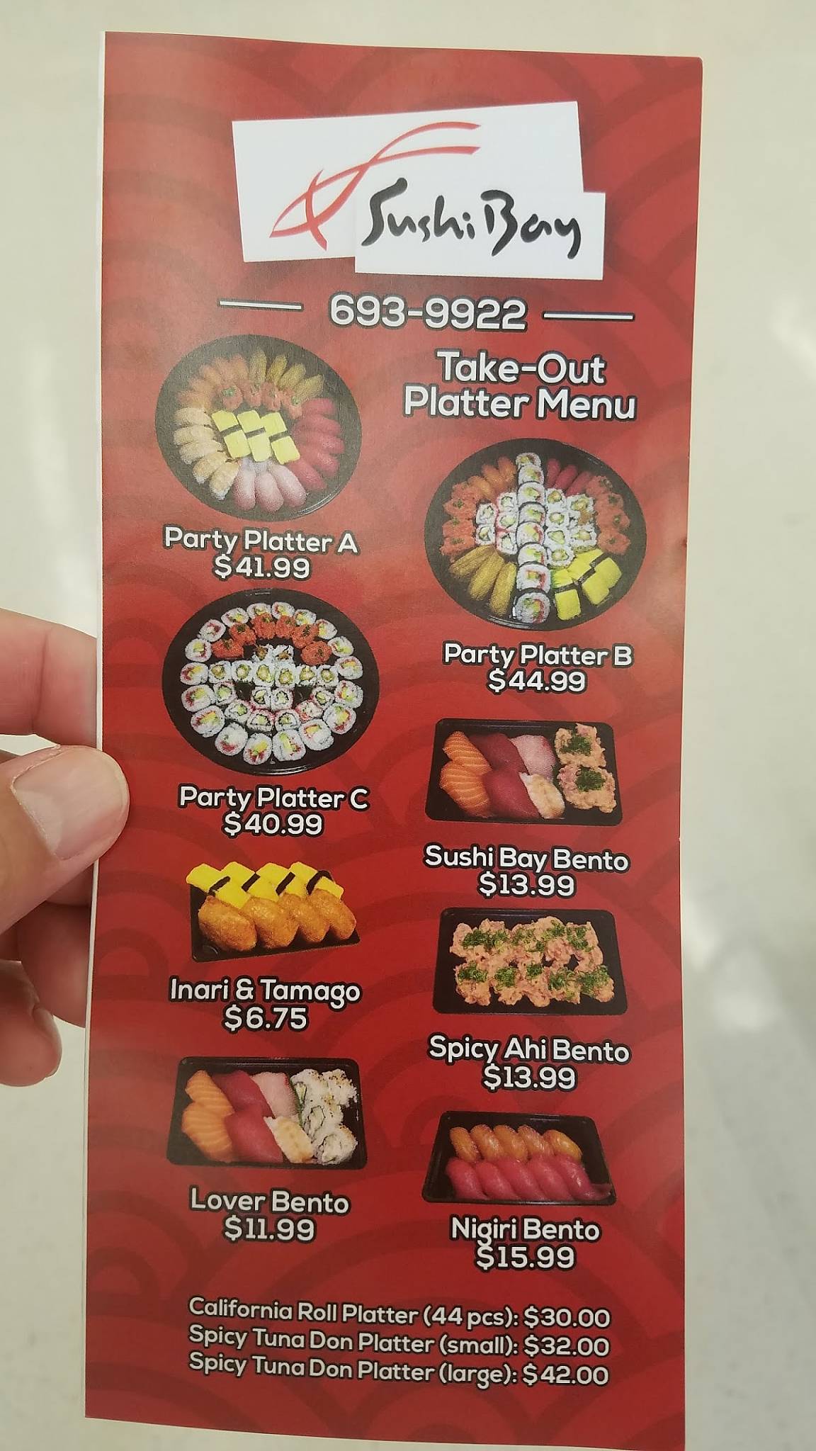 Menu at Sushi Bay restaurant, Kapolei
