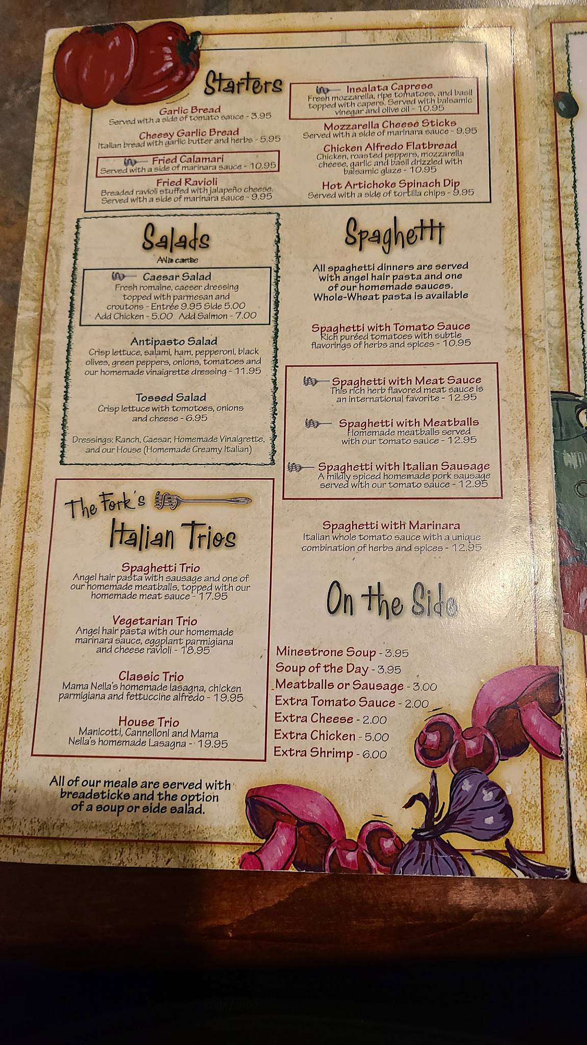 Menu at The Spinning Forchetta restaurant, Hamilton
