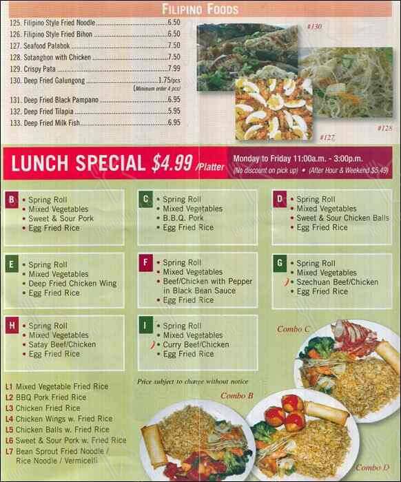 Menu at Wing Sun Chinese Restaurant, Mississauga