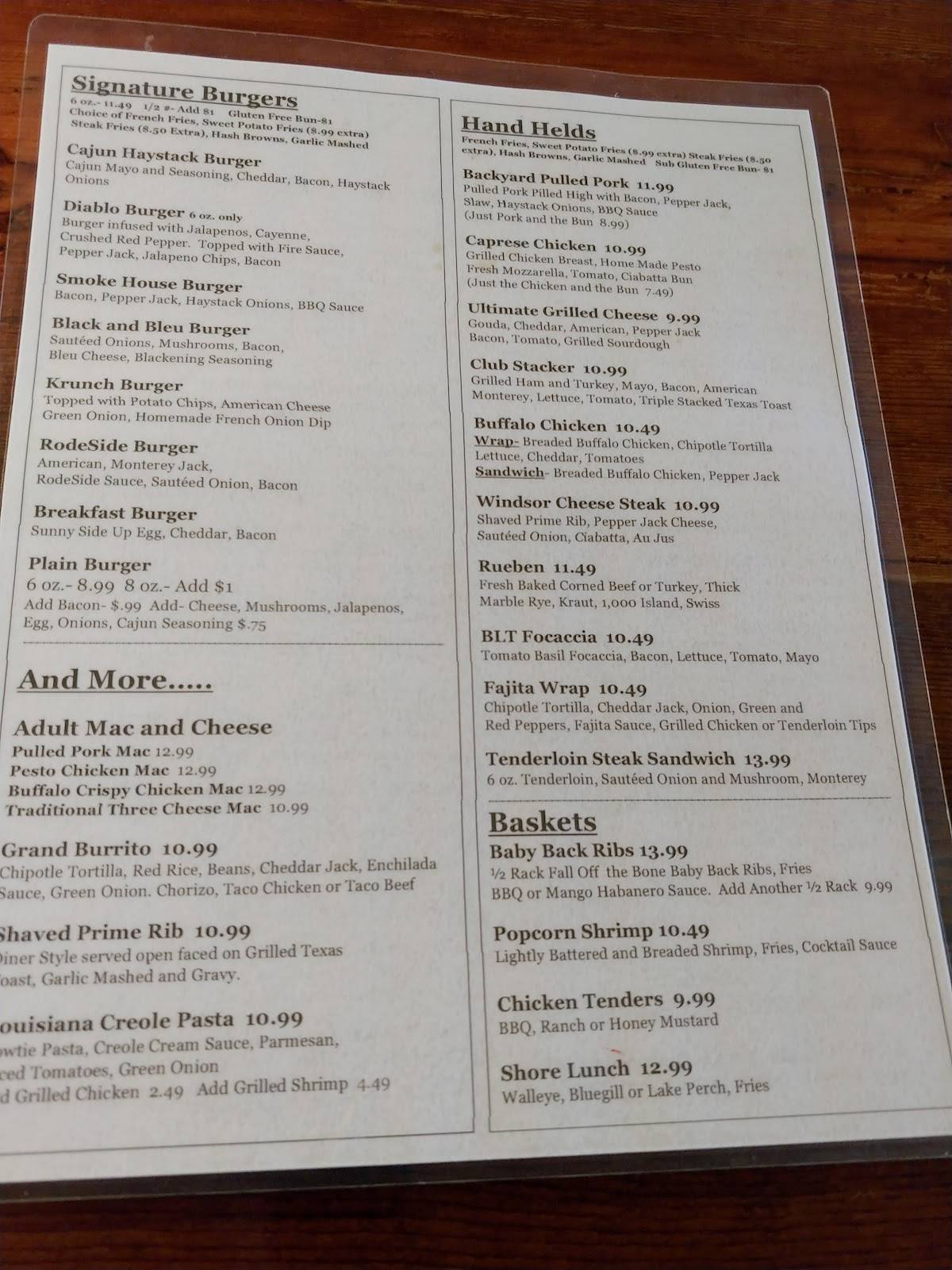 Menu at Rodeside Grill restaurant, Windsor