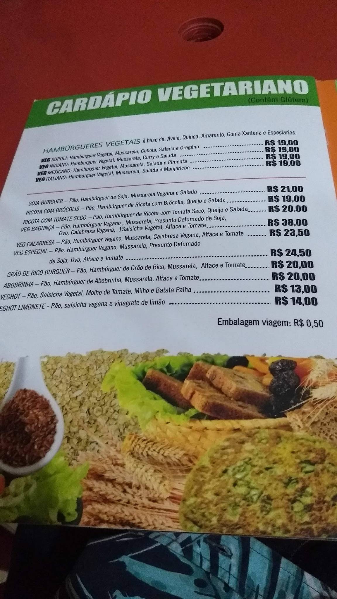 Menu at Rodrigo Sanduba restaurant, Campo Grande