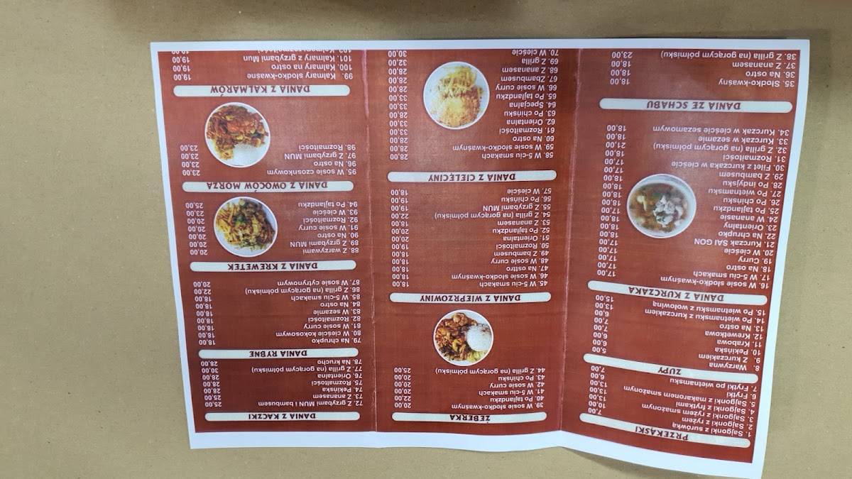 Menu at SAI GON restaurant, Piotrków Trybunalski