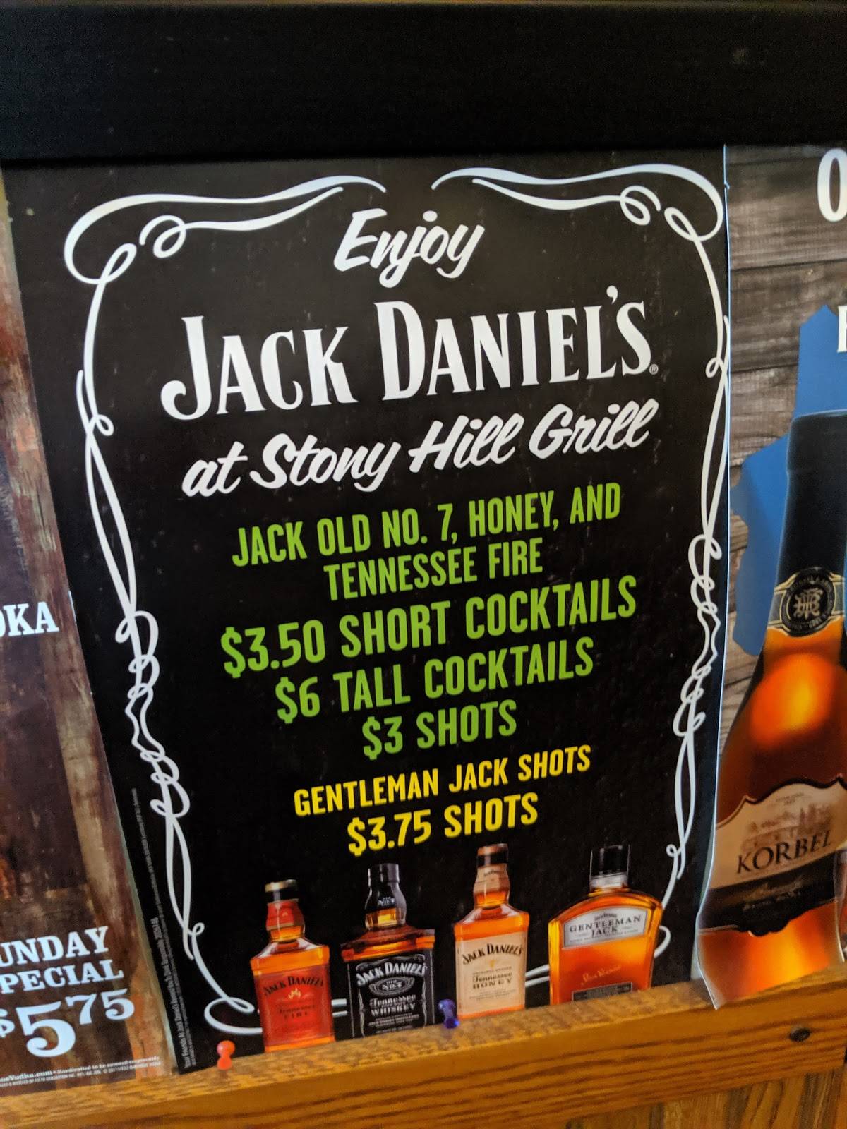 Menu at Stony Hill Bar & Grill, Waubeka