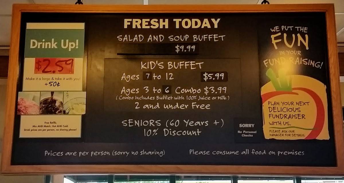 Menu at Sweet Tomatoes restaurant, Tucson, E Broadway Blvd