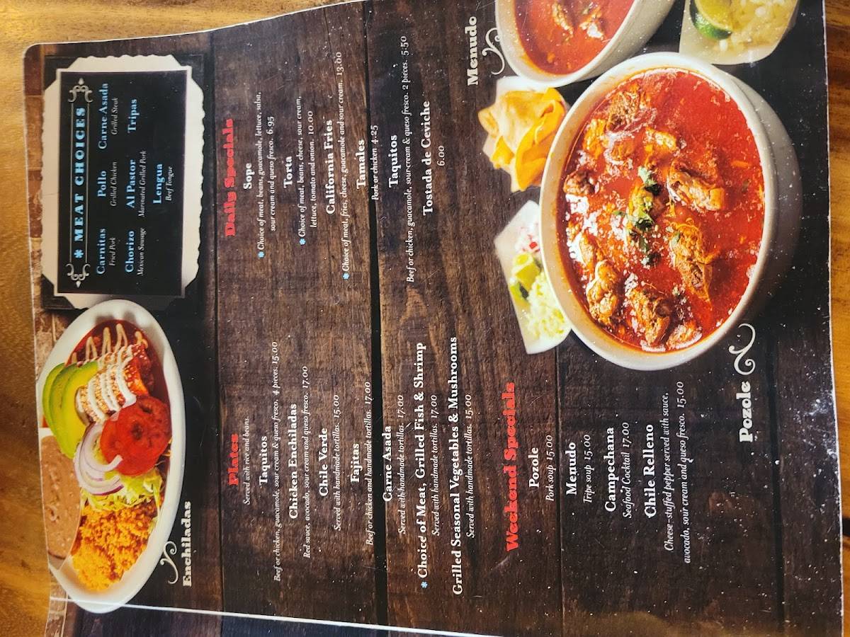 Menu at Taqueria El Ranchero restaurant, Kapolei