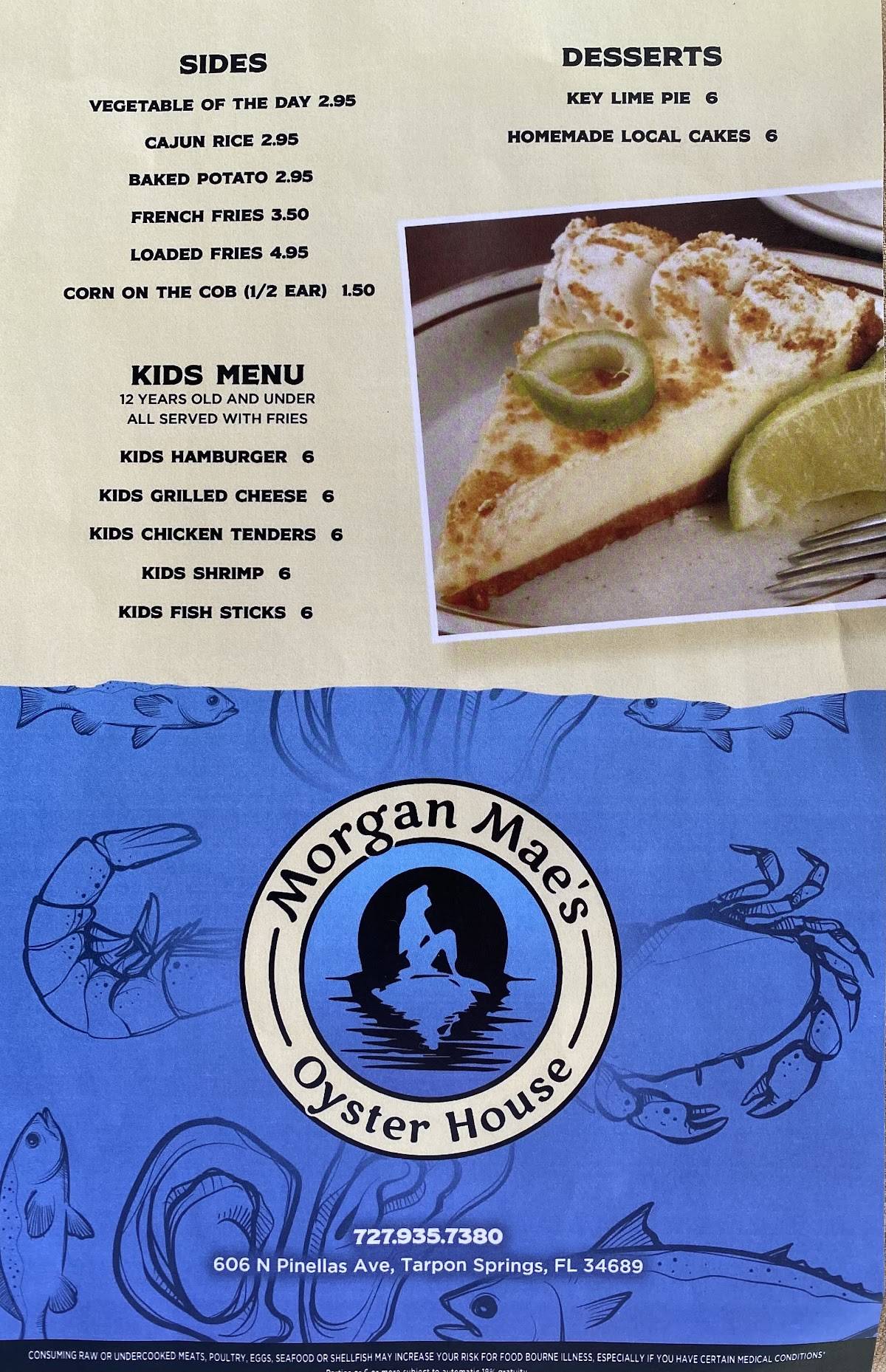 Menu at Hidden Anchor Tiki Bar & Grill, Tarpon Springs