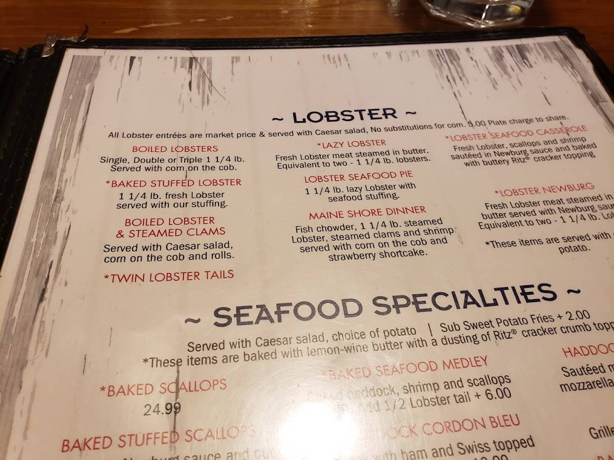 Menu at Taste of Maine Restaurant, Woolwich