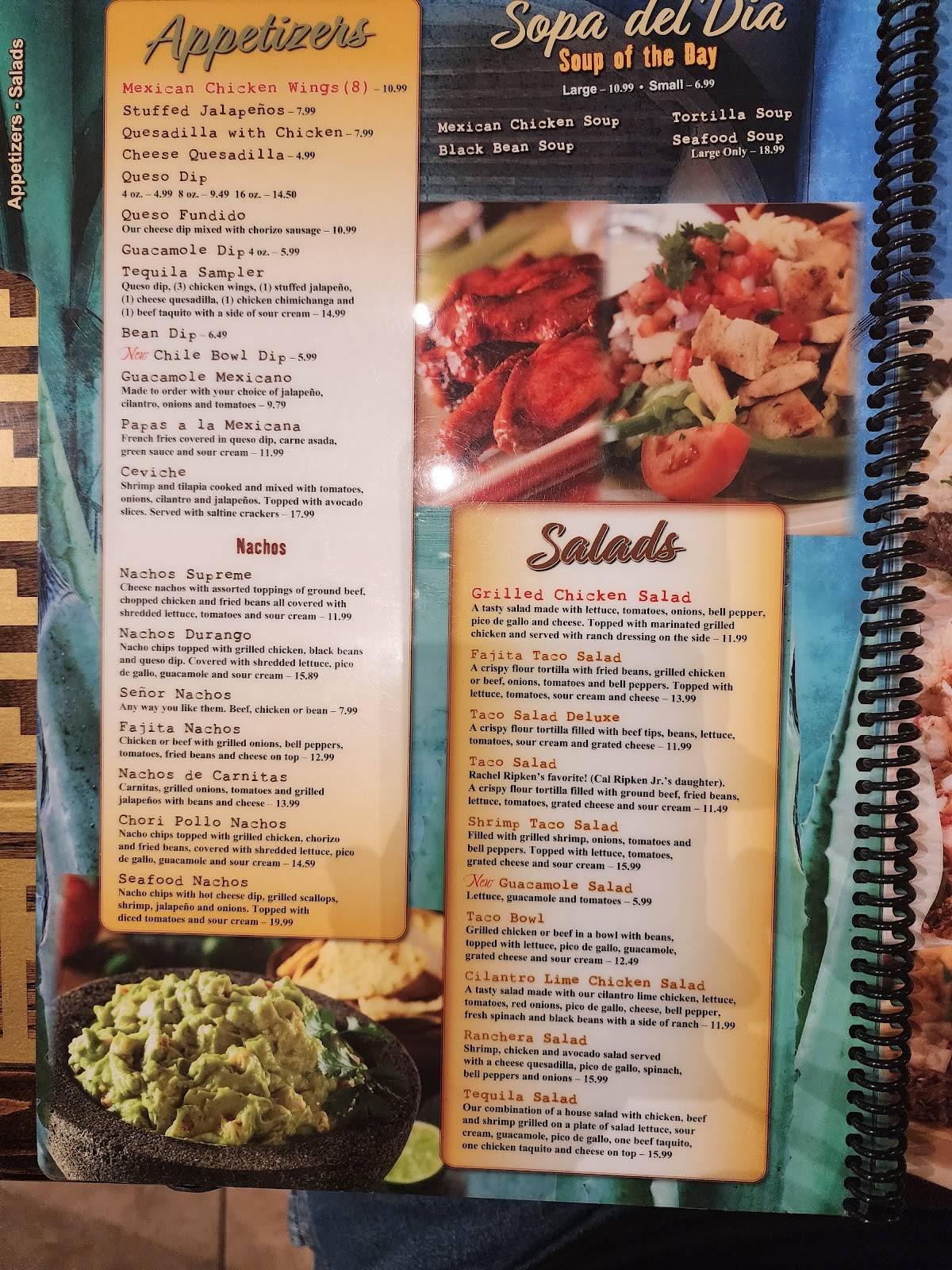 Menu at Tequila Real restaurant, Milton