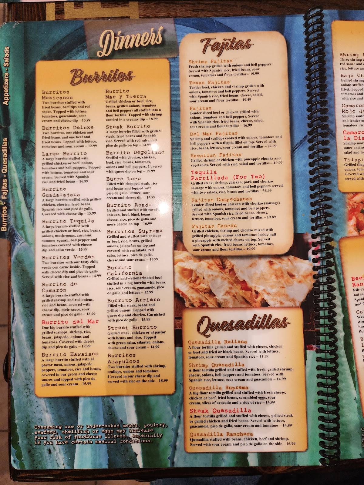 Menu at Tequila Real restaurant, Milton