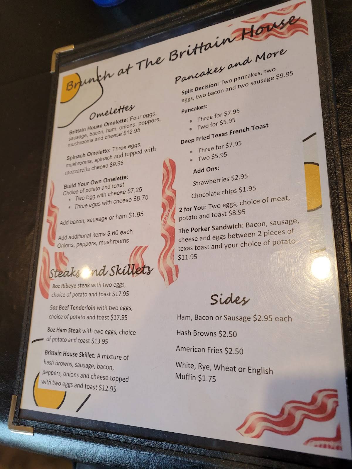 Menu at The Brittain House pub & bar, Waupun