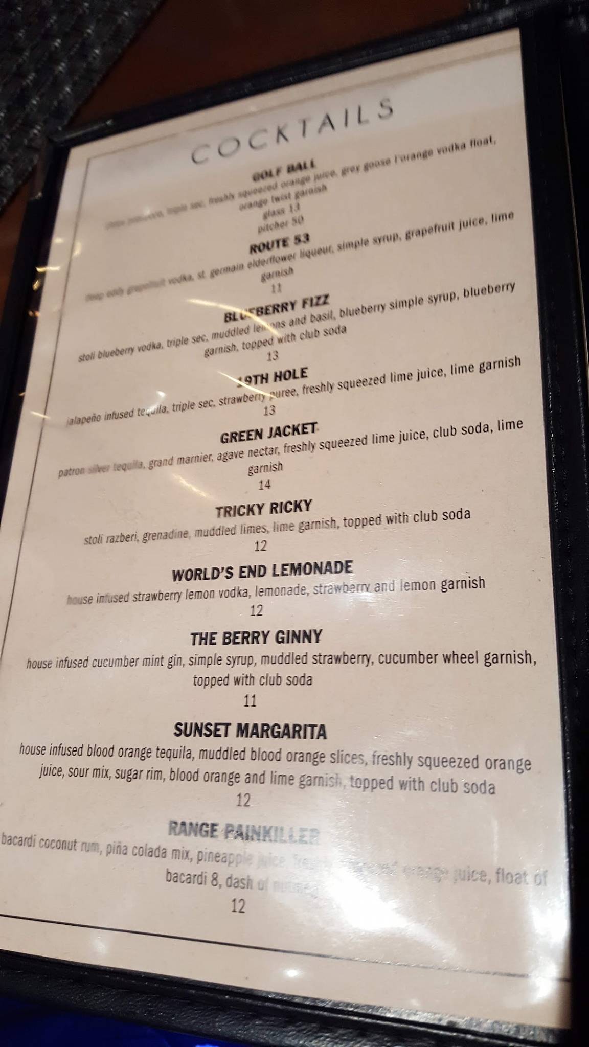 Menu at The Range Bar & Grille, Hingham