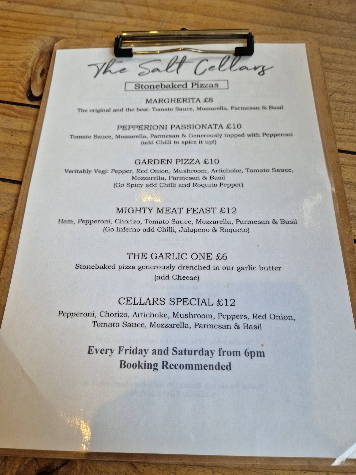 Menu at The Salt Cellars Café Budleigh Salterton cafe, Budleigh Salterton