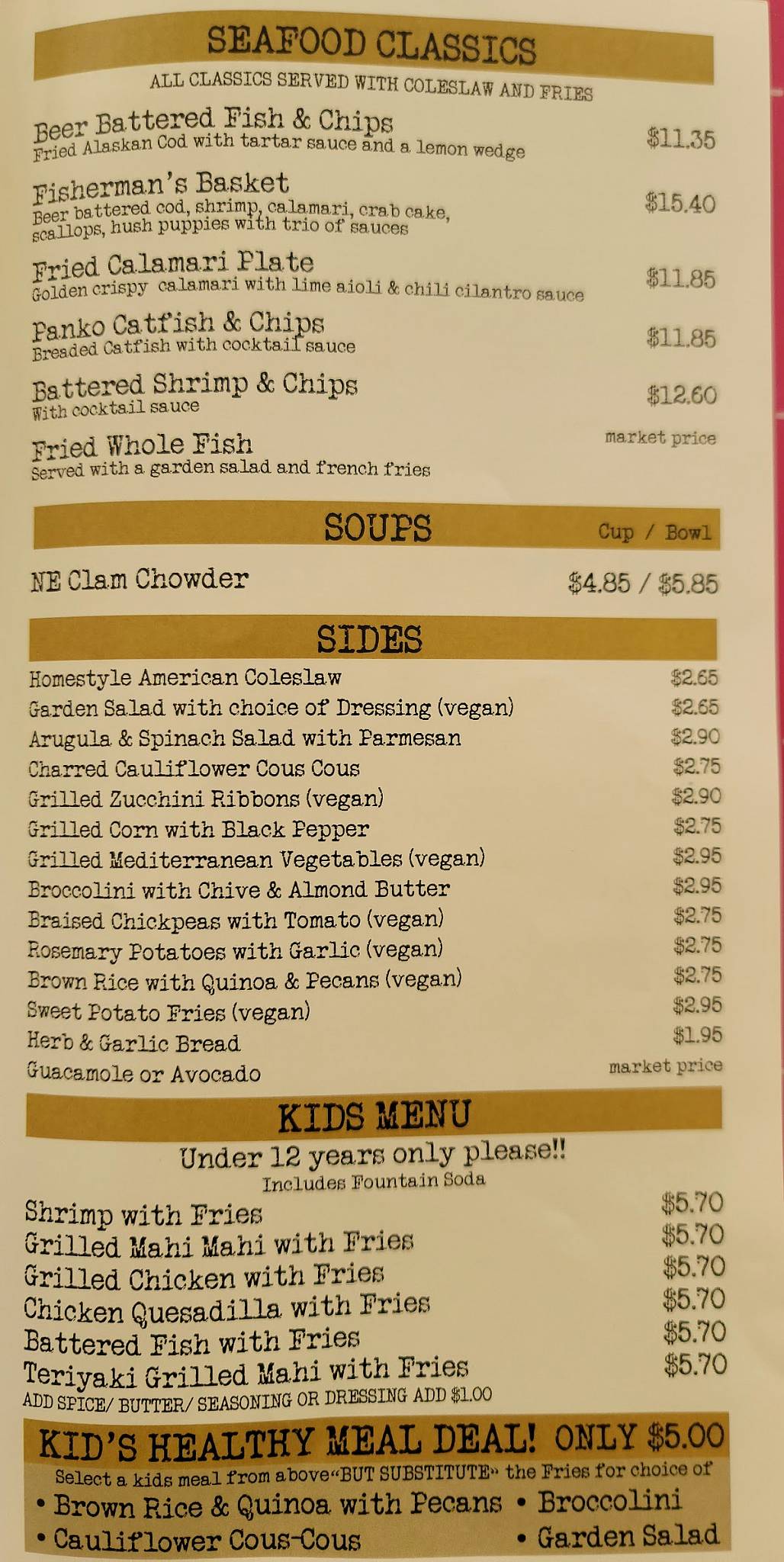 Menu at BlueSalt Fish Grill Torrance restaurant, Torrance