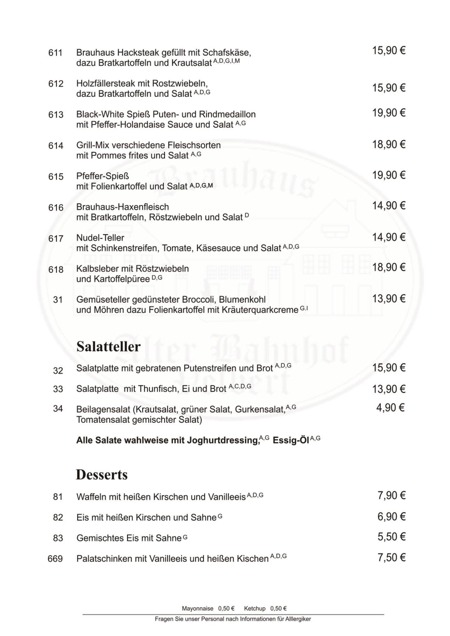 Brauhaus Alter Bahnhof Velbert Menu