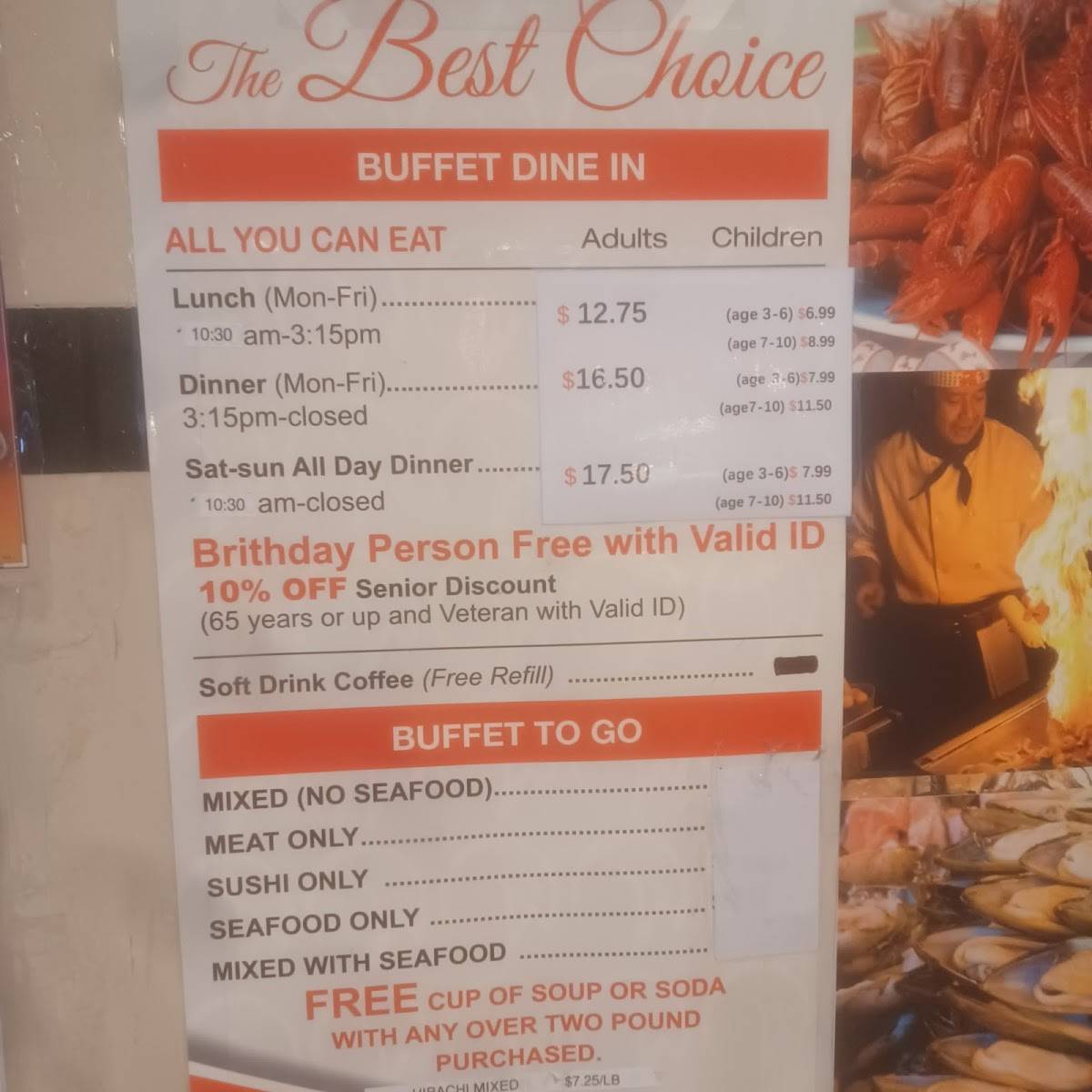 Menu at W Spoon Buffet restaurant, Victorville