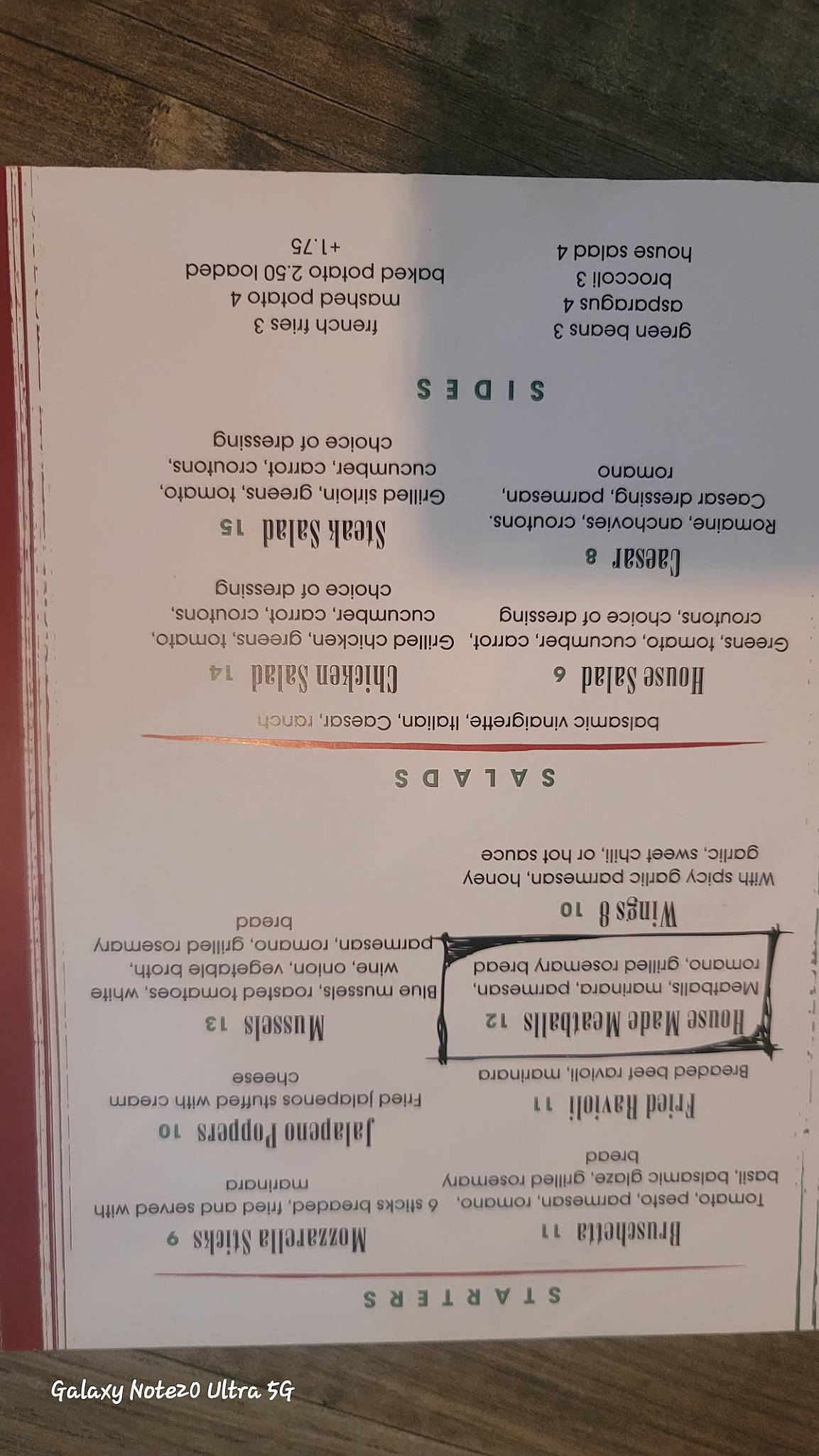 Menu at Jc’s Steakhouse, Wahoo