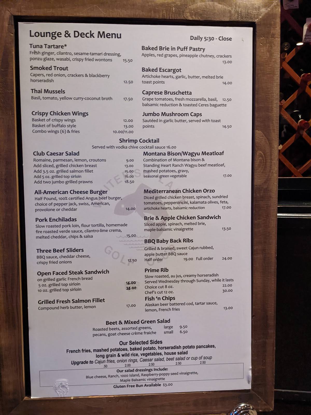 Menu at Whitefish Lake Restaurant, Whitefish