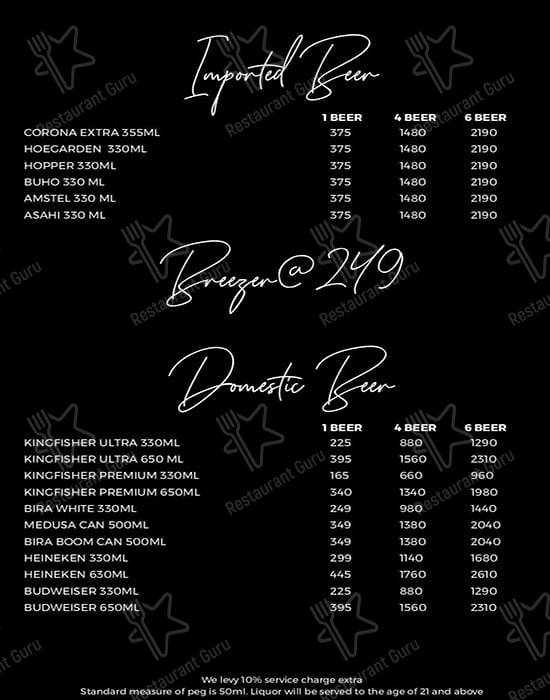 Menu at My Bar Headquarters Lucknow, Lucknow