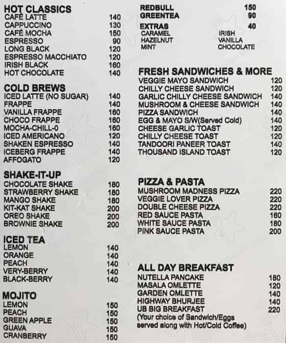 Menu at Urban Brewery, Vadodara, Regent Tower