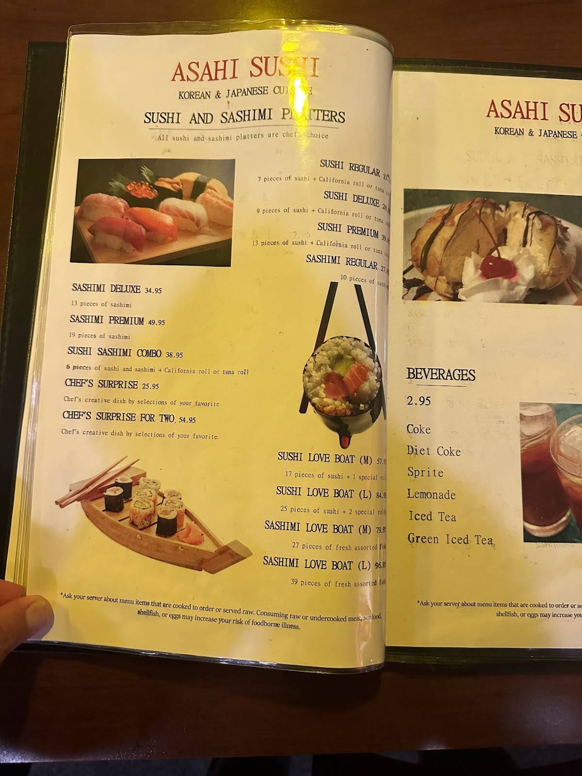 Menu at Asahi Sushi Restaurant, Charter Township of Clinton