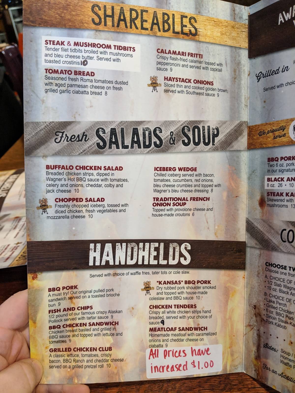 Menu at Wagner's Ribs BBQ, Porter