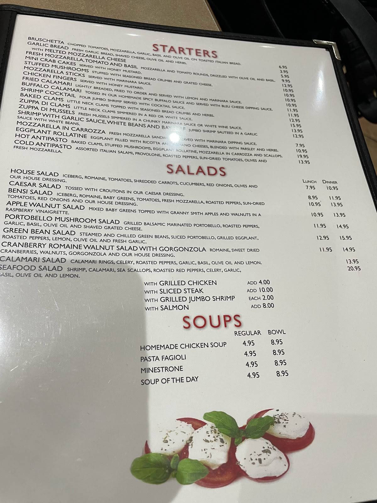 Menu at Bensi restaurant, Hasbrouck Heights