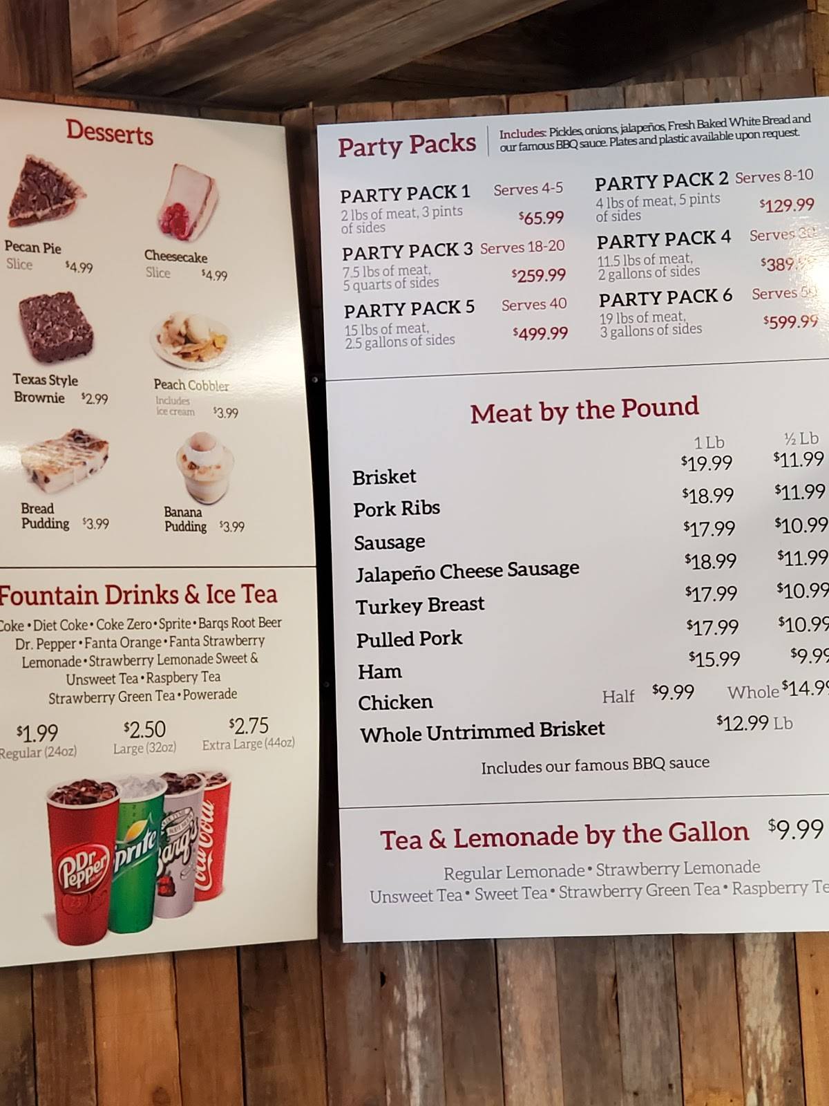 Menu at Big Horn BBQ, Pearland