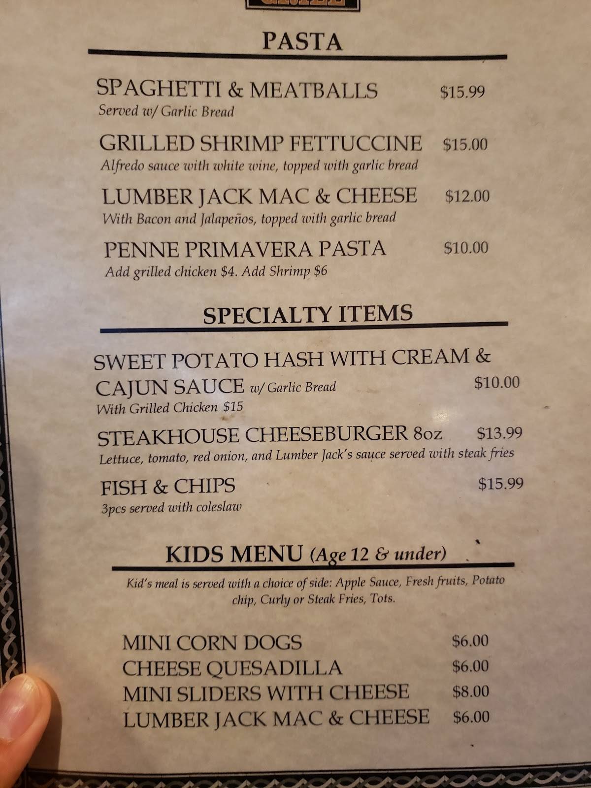 Menu at Burger Shack of Lumberjack pub & bar, Molalla, 180 Industrial Way