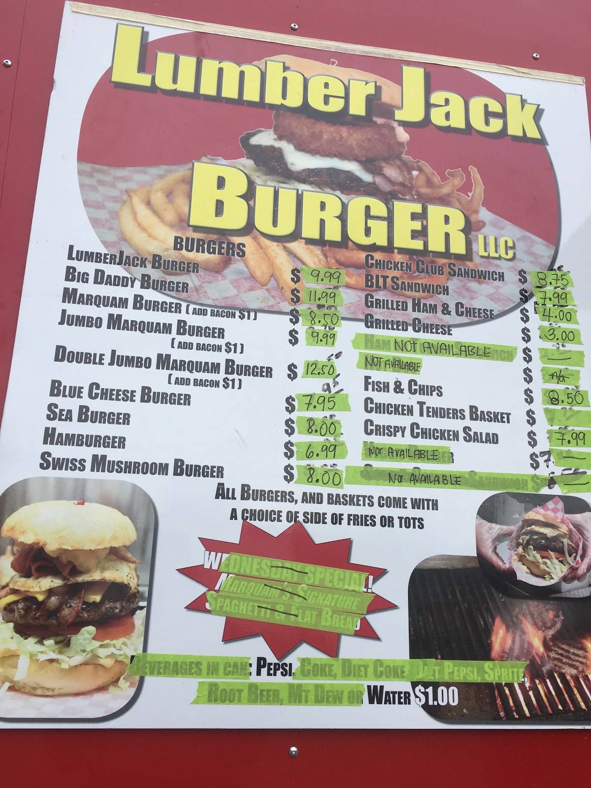 Menu at Burger Shack of Lumberjack pub & bar, Molalla, 180 Industrial Way