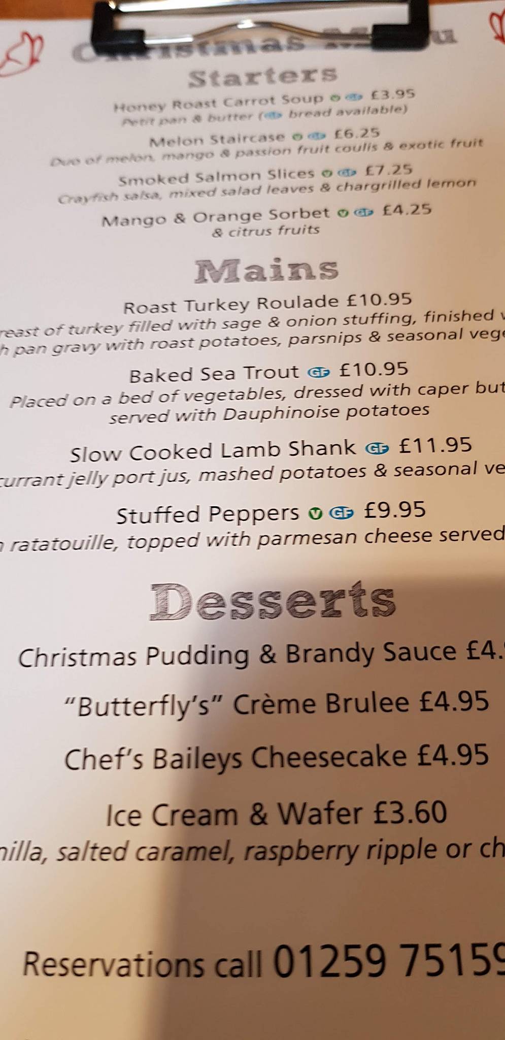 Menu at Butterfly Inn pub & bar, Tillicoultry, sterling furniture
