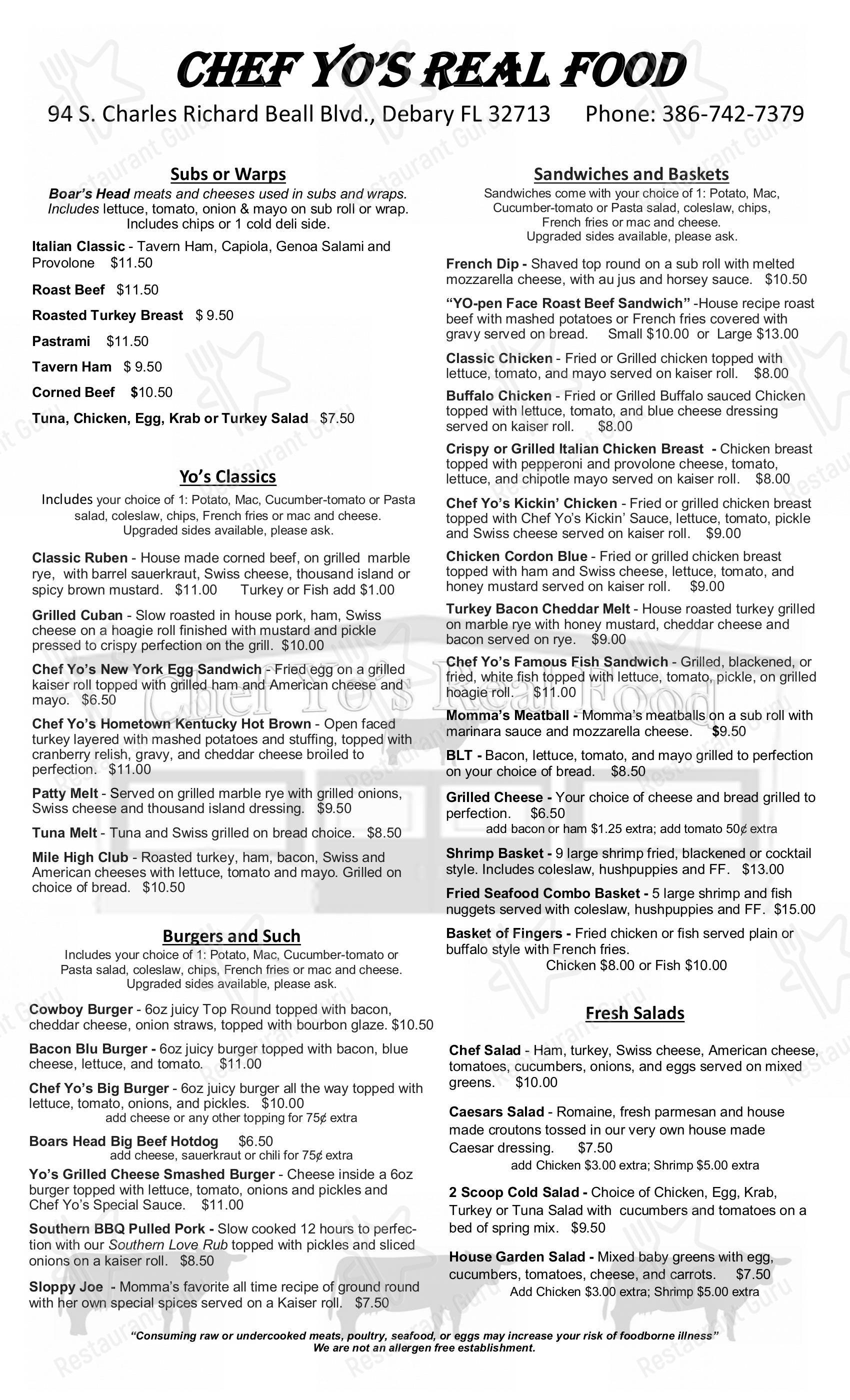 Menu At Aldo Yo s Cucina Italiana Restaurant DeBary
