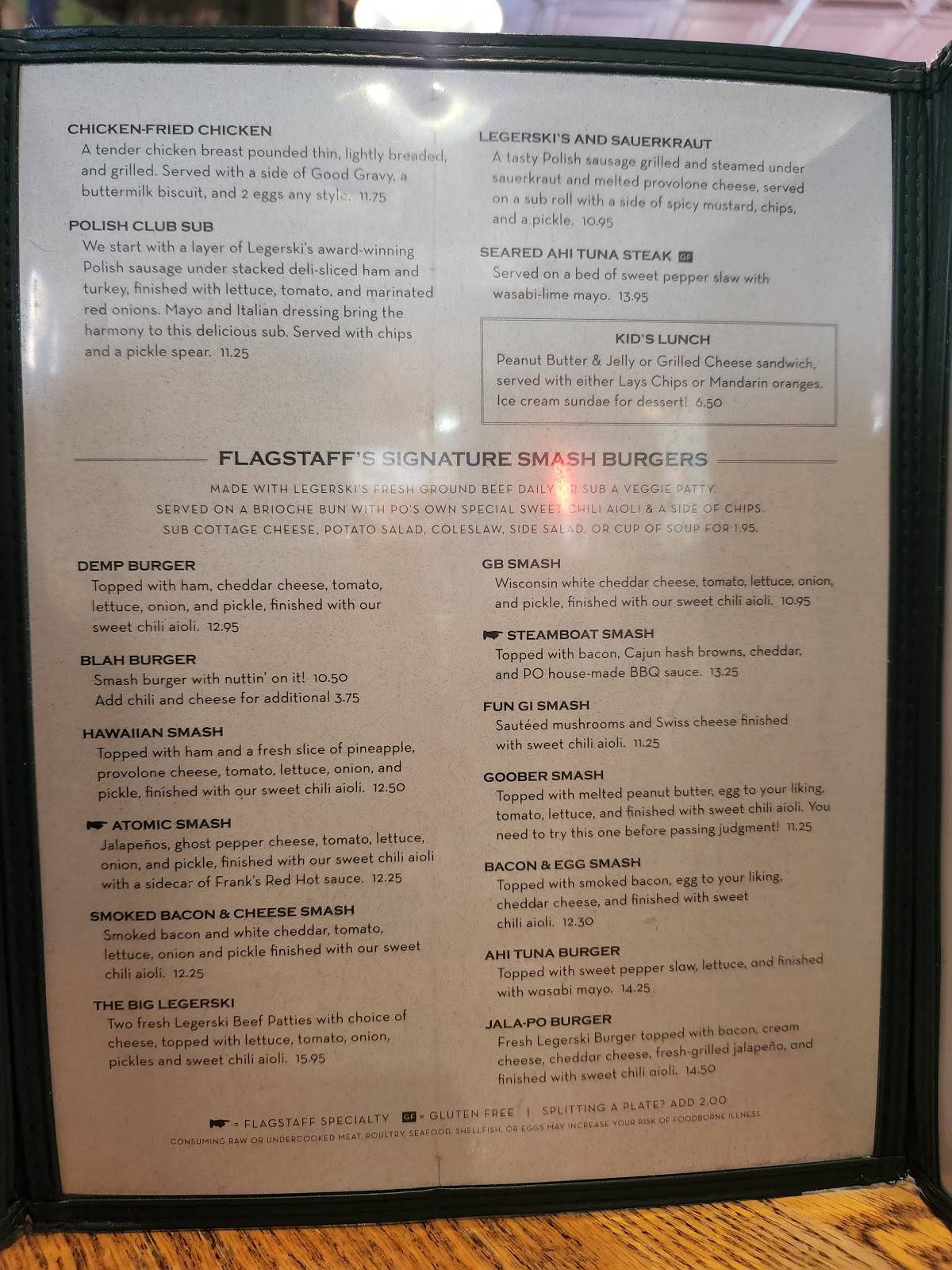 Menu at P O News Flagstaff Cafe Sheridan