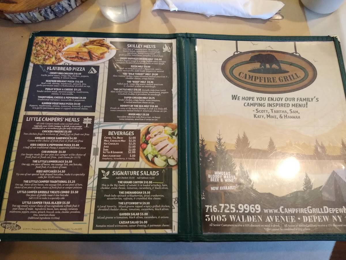 Menu at Campfire Grill restaurant, Depew