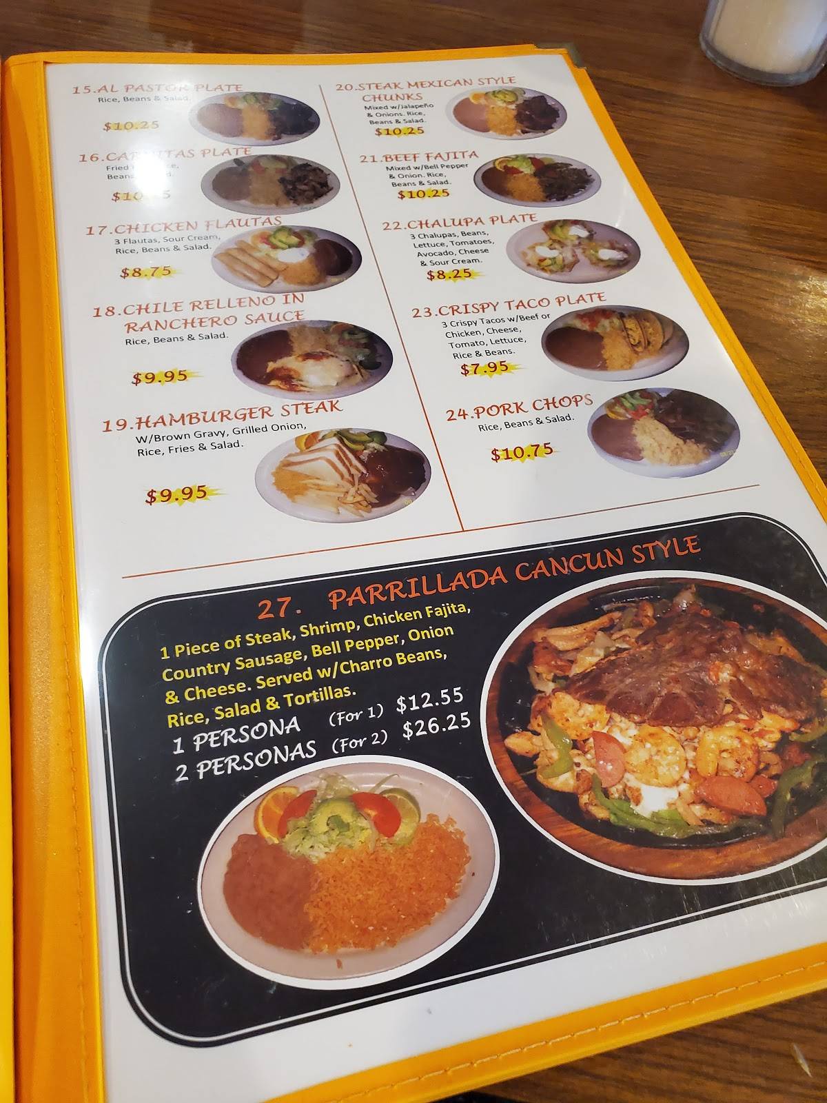 Menu at Cancun Mexican Restaurant, Jourdanton, Jiffy Blvd
