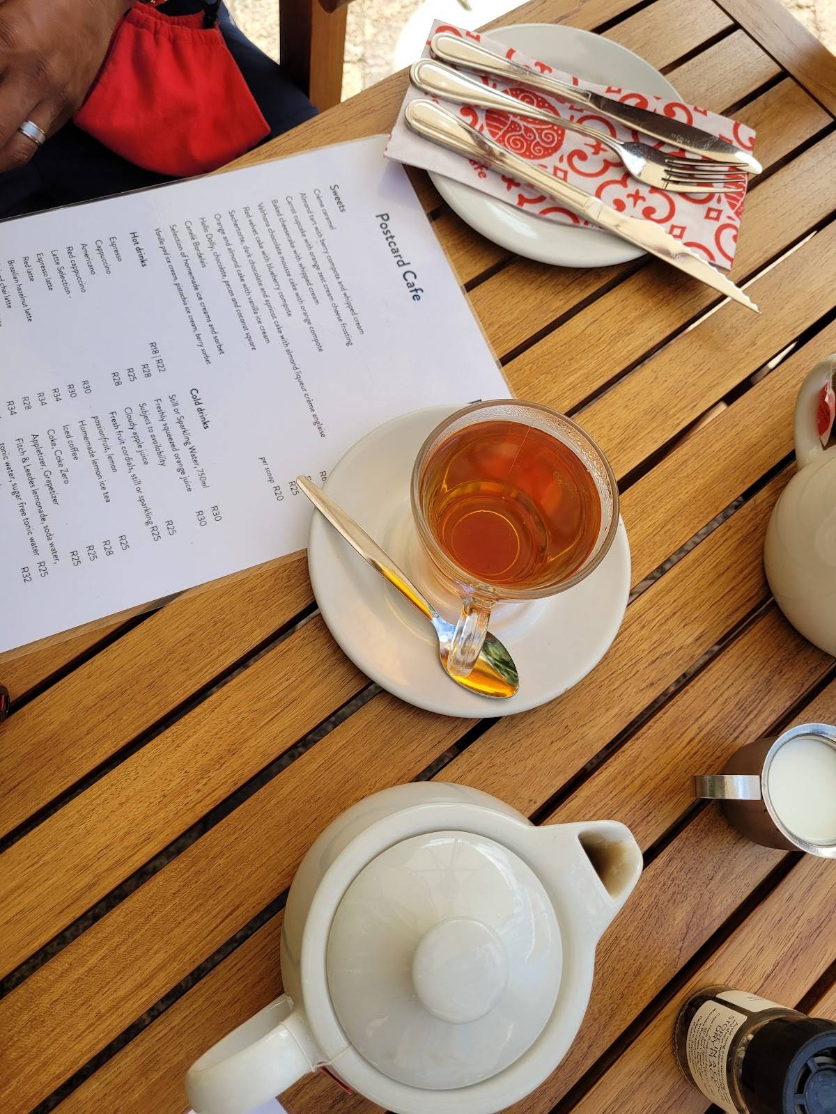 Menu at Postcard Café at StarkCondé Wines cafe, Stellenbosch