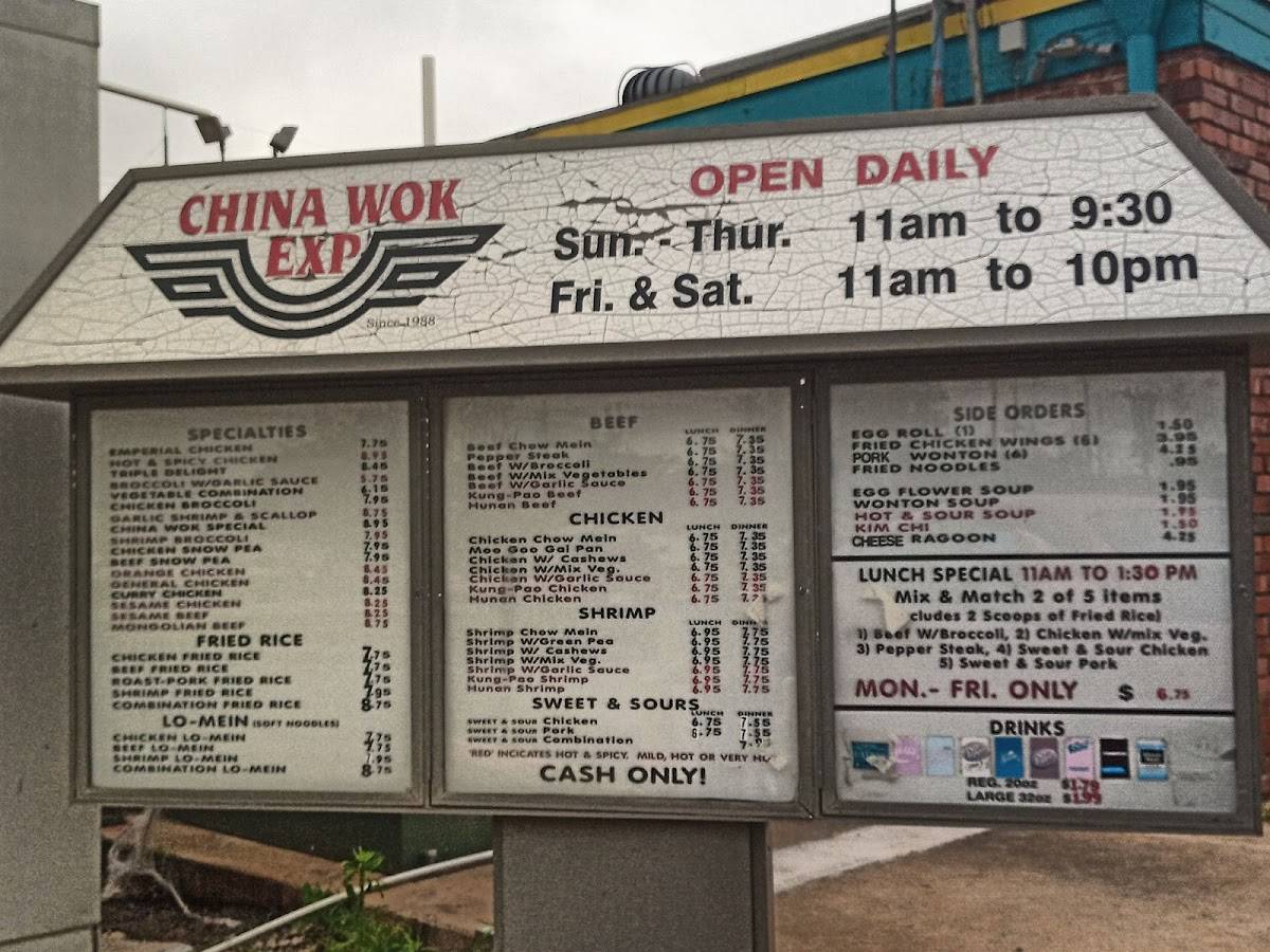 Menu at China Wok Express restaurant, Lawton, NW Sheridan Rd