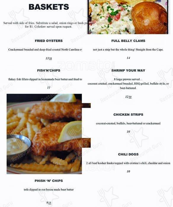 Clare & Don's Beach Shack menu