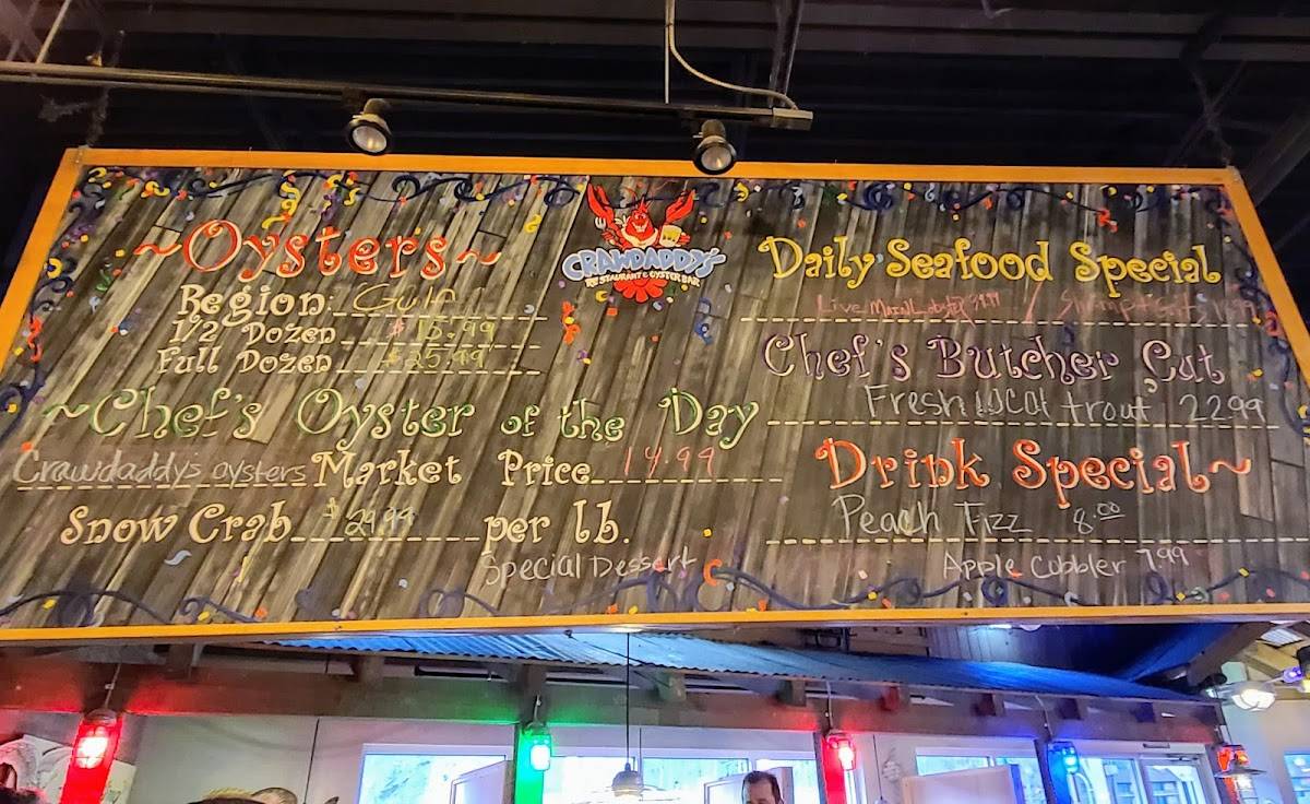 Menu at Crawdaddy’s Restaurant & Oyster Bar, Gatlinburg, 762 Parkway 5