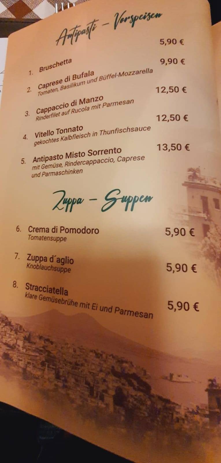 Speisekarte von Der Garten von SORRENTO Restaurant, Löbau