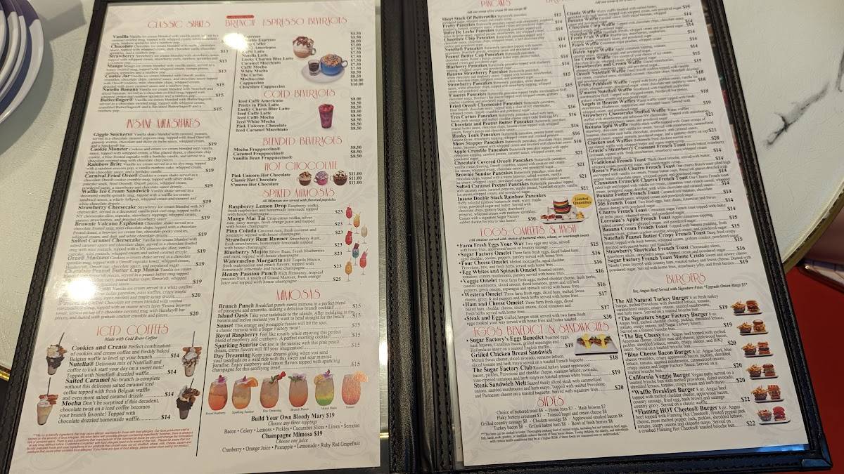 Menu at Sugar Factory Atlantic City desserts, Atlantic City
