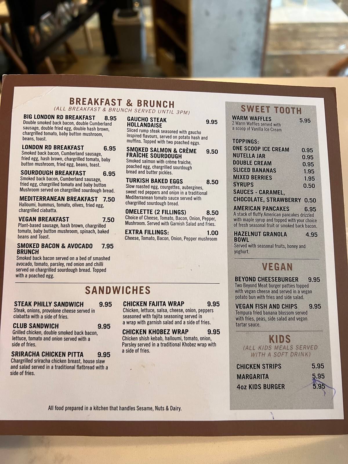 Menu at London Road Bar & Grill, East Grinstead