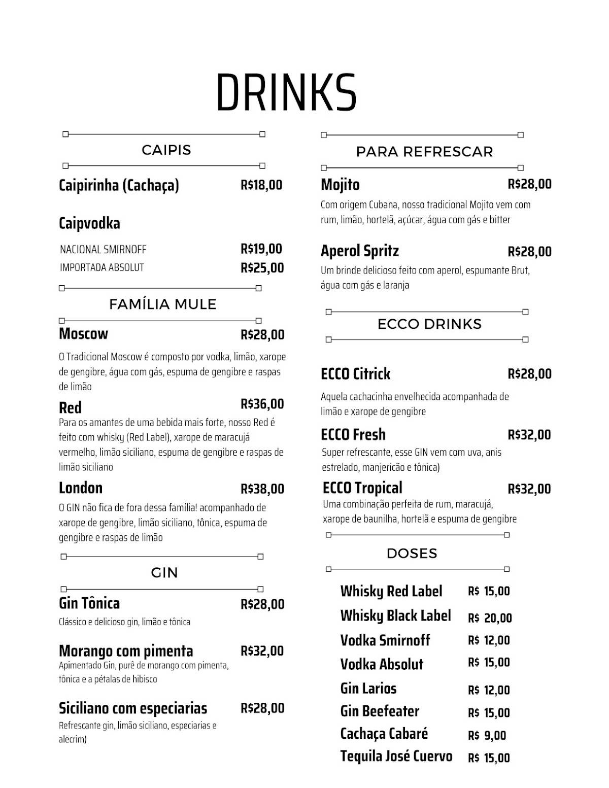 Menu em Ecco Gastronomia Restaurante em Vargem Grande, Rio de Janeiro