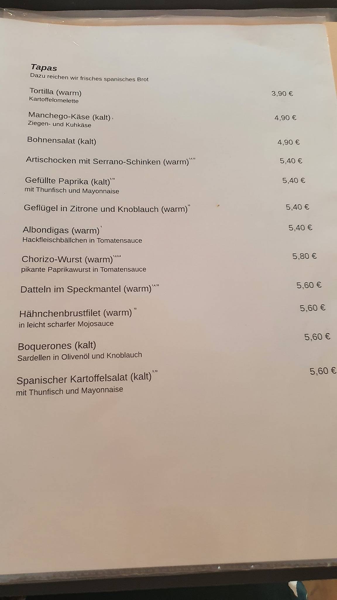El Castillo Koblenz Geschlossen Speisekarte von EL Castillo - Tapas - Bistro - Bar - GESCHLOSSEN, Koblenz