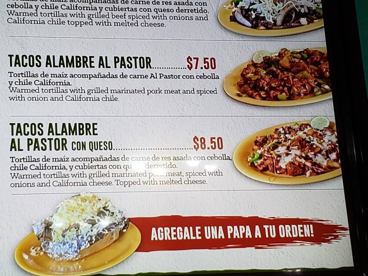 Menu at El Cometa restaurant, El Paso, Viscount Blvd